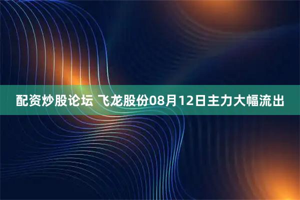 配资炒股论坛 飞龙股份08月12日主力大幅流出